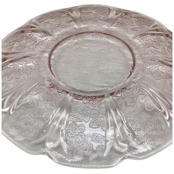 Pink Depression Glass Coffee Cups Saucers Cherry Blossom Jeannette Glass 3 Vtg - Picture 14 of 15